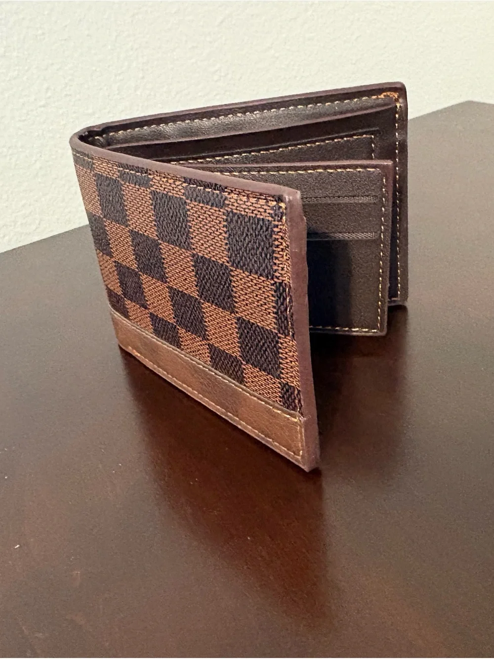 Classic Brown Check Bi-Fold Wallet - Men's Accessory never used
